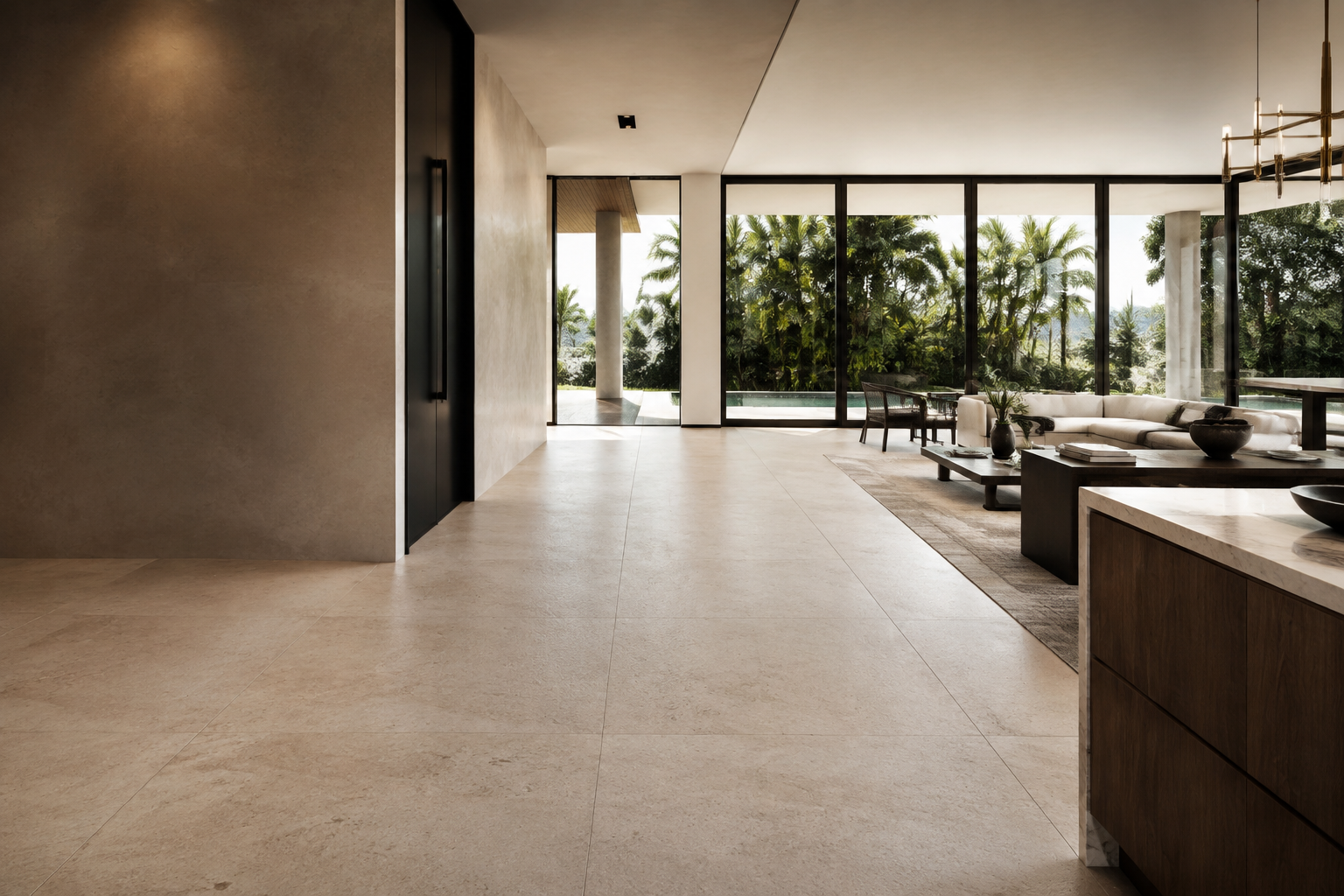 Luxury South Florida residence with large-format tile flooring